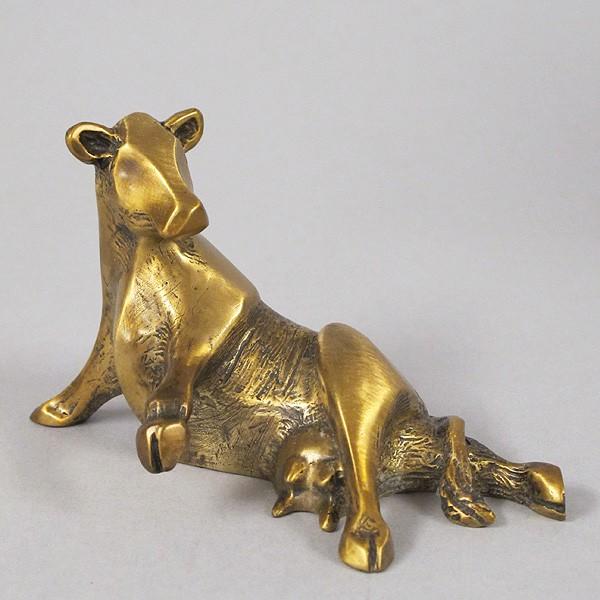 Bronze Cow Desk Buddy Animal Sculpture by Laurel Peterson Gregory