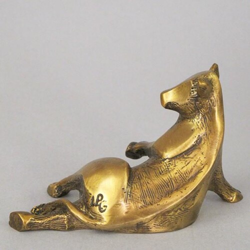 Back View Bronze Cow Desk Buddy Animal Sculpture by Laurel Peterson Gregory