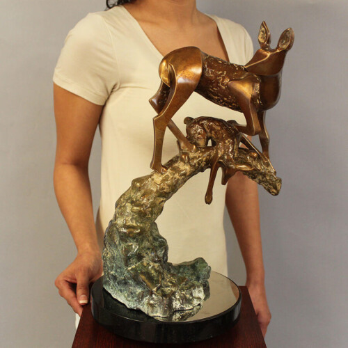 Bronze Deer Sculpture by Laurel Peterson Gregory