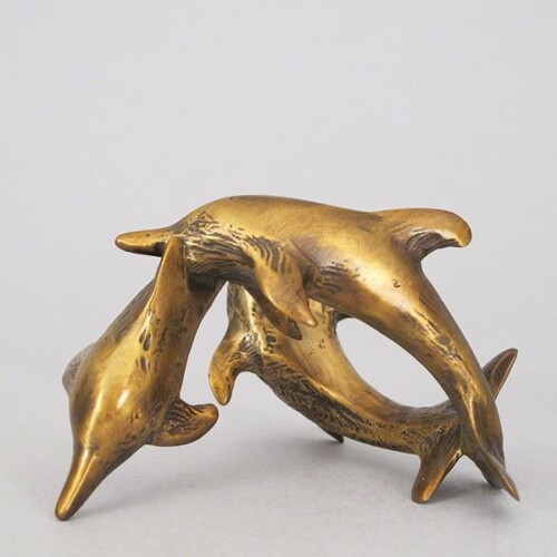 Bronze Dolphin Circle of Friends Animal Sculpture by Laurel Peterson Gregory