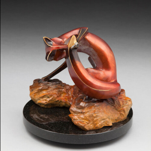 Limited Edition Bronze Fox Sculpture by Laurel Peterson Gregory