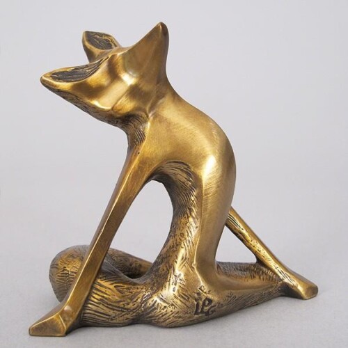 Bronze Fox Animal Sculpture by Laurel Peterson Gregory