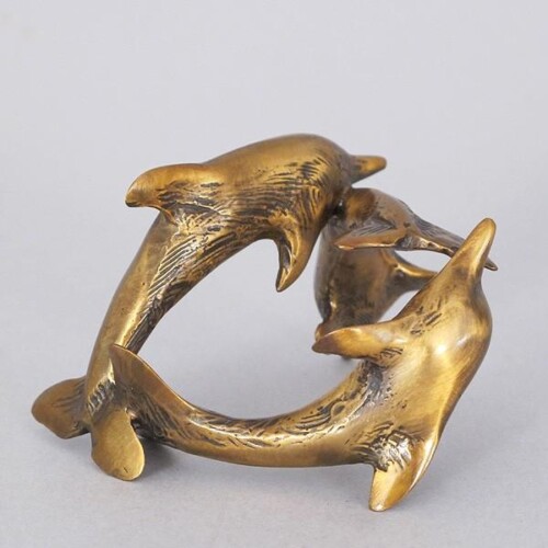 Bronze Dolphin Circle of Friends Animal Sculpture by Laurel Peterson Gregory