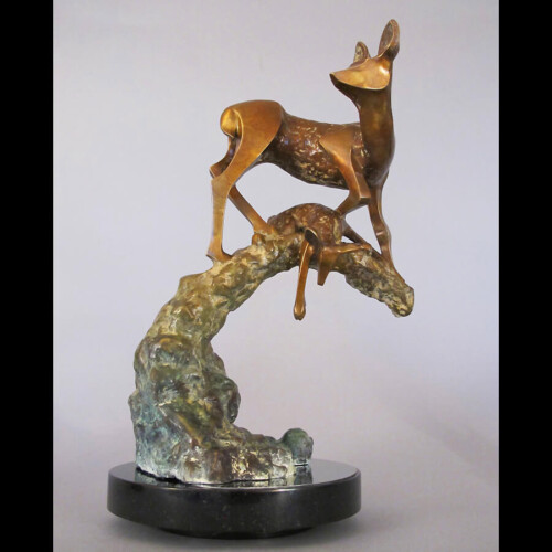 Bronze Deer Sculpture by Laurel Peterson Gregory