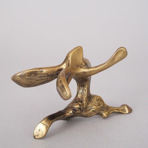 Acro-Rabbit Bronze Bunny Animal Sculpture by Laurel Peterson Gregory