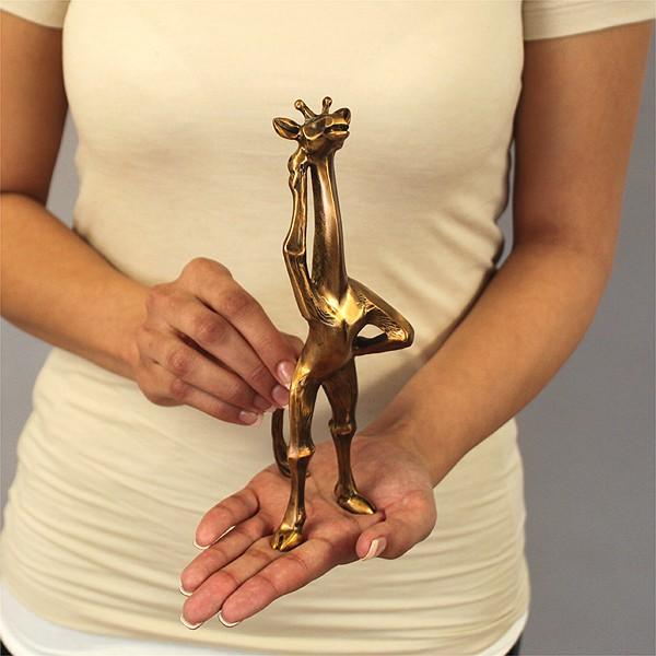 Bronze Desk Buddy Giraffe Sculpture in Hand by Laurel Peterson Gregory