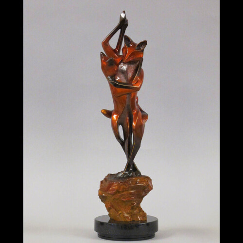 EnWrapture Bronze Fox Sculpture by Laurel Peterson Gregory