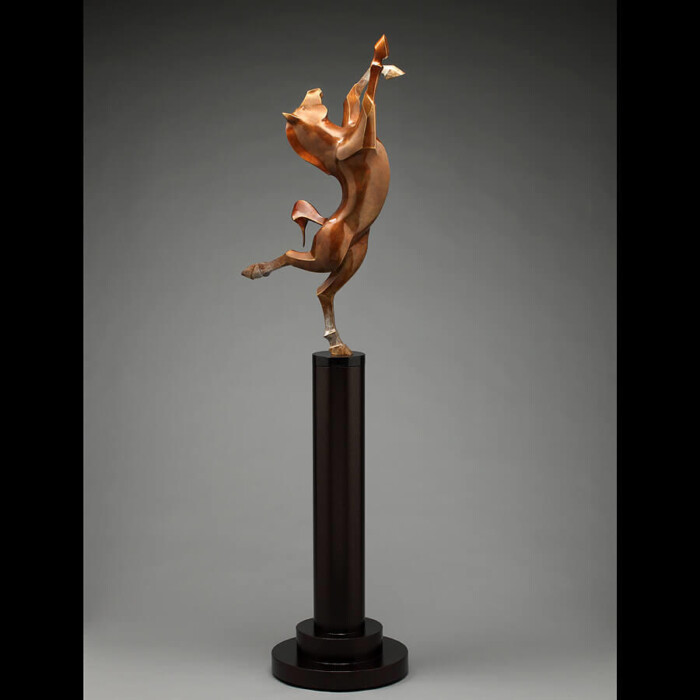 Bronze Horse Sculpture on Pedestal by Laurel Peterson Gregory