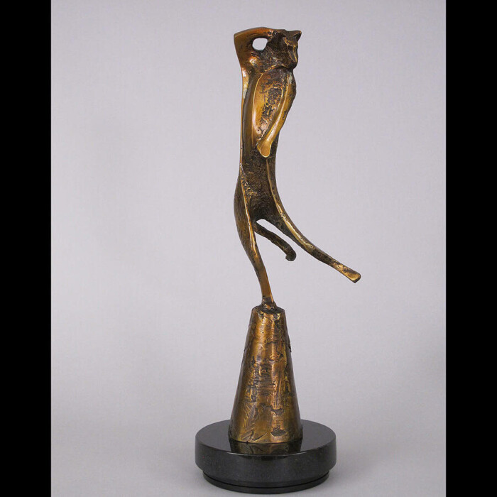 Bronze Dancing Cat Sculpture