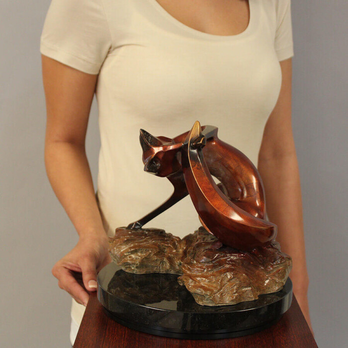 Limited Edition Bronze Fox Sculpture by Laurel Peterson Gregory