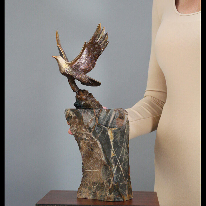 Bronze Flying Eagle Sculpture by Laurel Peterson Gregory