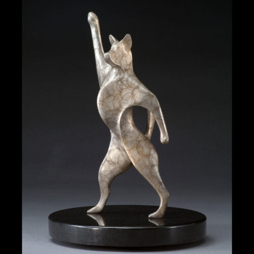 Bronze Dancing Dog Sculpture by Laurel Peterson Gregory