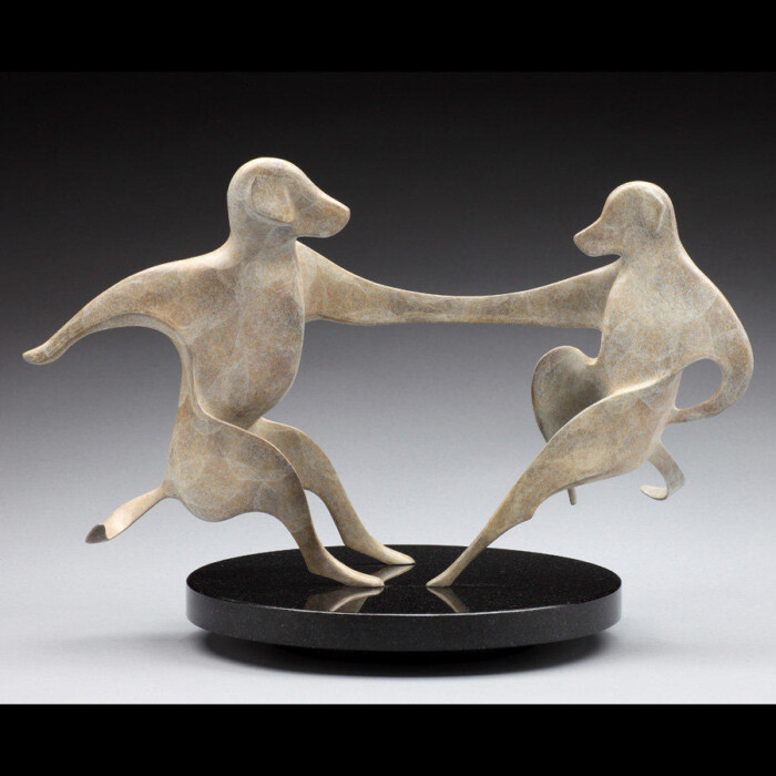 Swing Time Dancing Dog Sculpture by Laurel Peterson Gregory