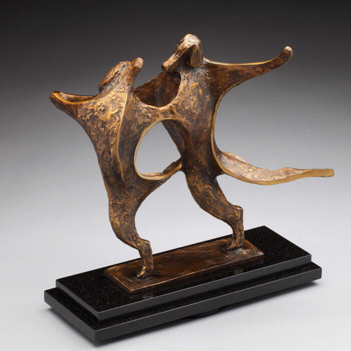 Limited Edition Bronze Dancing Dog Sculpture by Laurel Peterson Gregory
