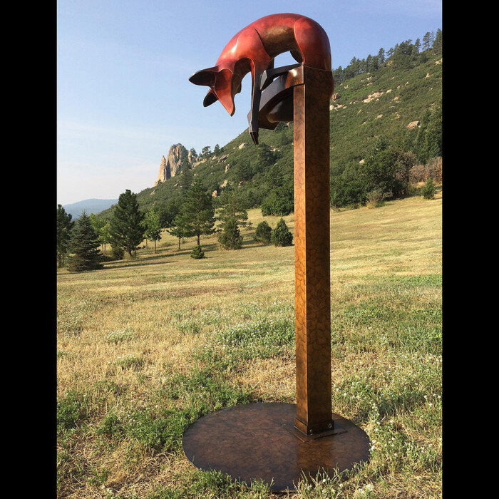 Large Bronze Fox Outdoor Sculpture by Laurel Peterson Gregory