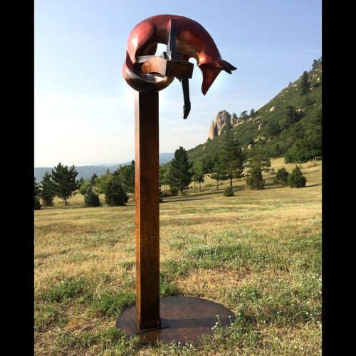 Large Bronze Fox Outdoor Sculpture by Laurel Peterson Gregory