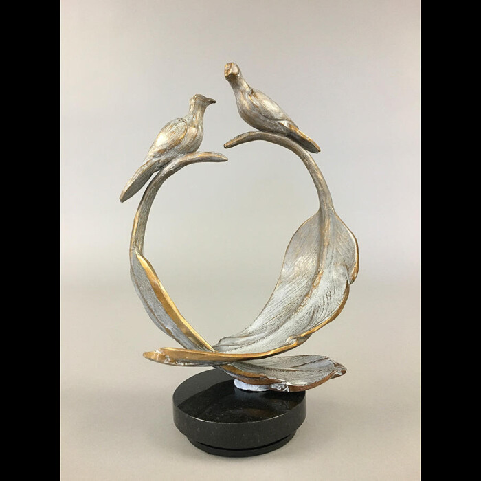 Mating Game - Bird Bronze Statues White