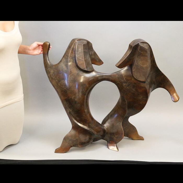 Dancing Dog Sculpture Bronze Dachshund