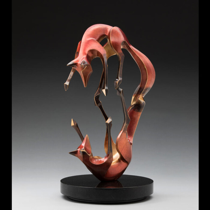 Bronze Fox Gift with Stand Sculpture by Laurel Peterson Gregory