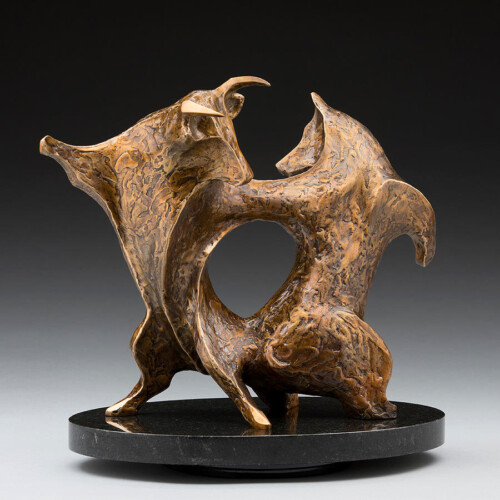 Rustic Bull and Bear Statue by Laurel Peterson Gregory