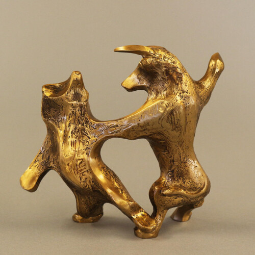 Market Swing Bronze Animal Sculpture by Laurel Peterson Gregory