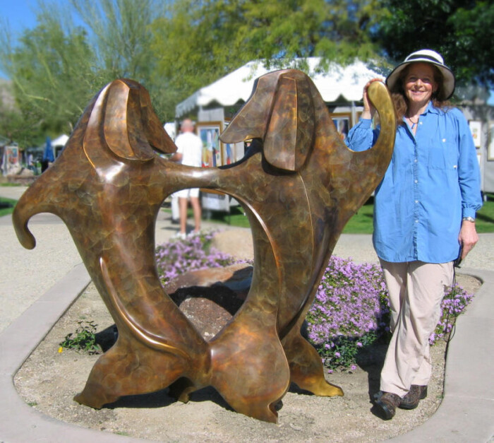 Bronze Animal Sculpture Doxie Bump