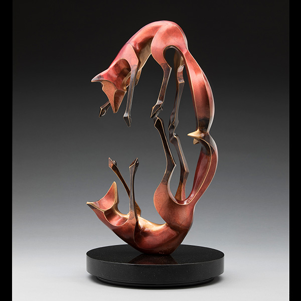Rambunction - Bronze Fox Sculpture by Laurel Peterson Gregory