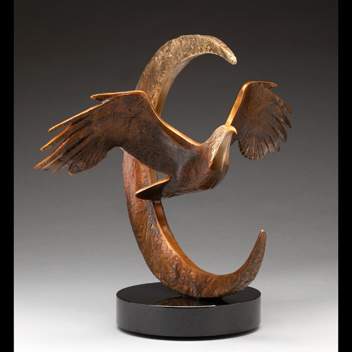 Moonshot - Bronze Eagle Sculpture by Laurel Peterson Gregory